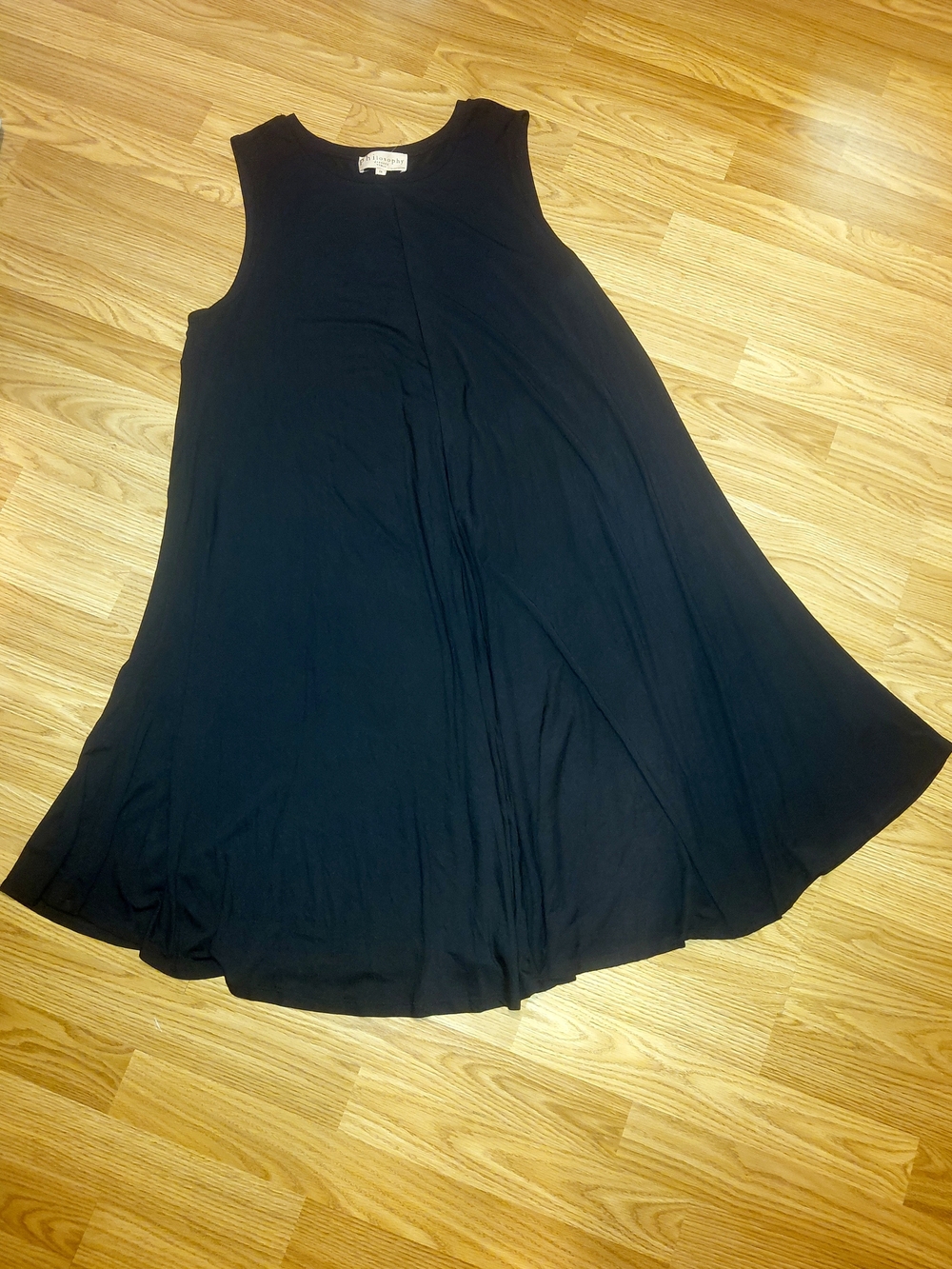 NWT sz 2X Philosophy Black Sleeveless Swing Trapeze A-Line Dress Flowy - Picture 5 of 10